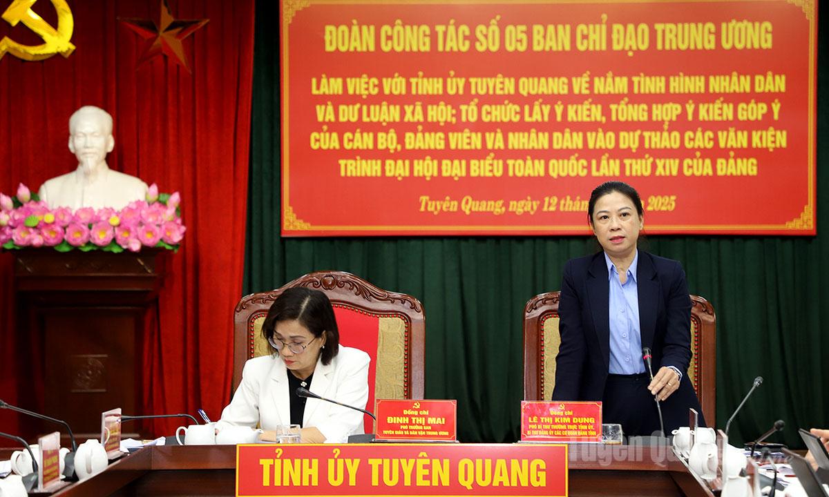 Đoàn công tác số 5 Ban Chỉ đạo Trung ương làm việc với Tỉnh ủy Tuyên Quang